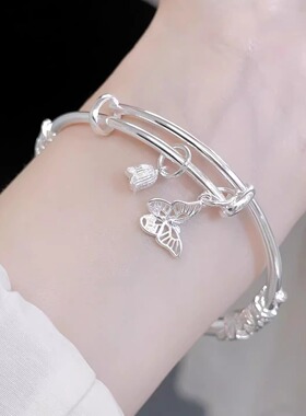 莫比乌斯繁花似锦银手镯