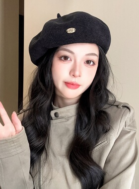 法式复古贝雷帽女大头围显脸小