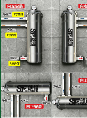 颂福超滤净水器304不锈钢免拆管