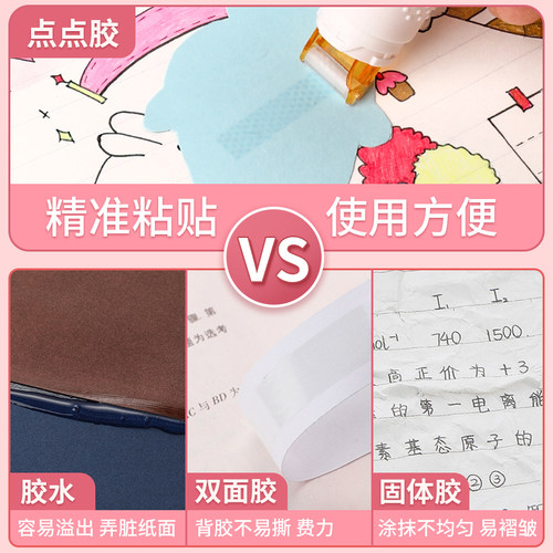 日本PLUS普乐士点点胶学生用双面胶手账贴纸带式胶带可换替芯修正带胶粘贴点状透明文具替换芯联新办公两面胶 - 图0