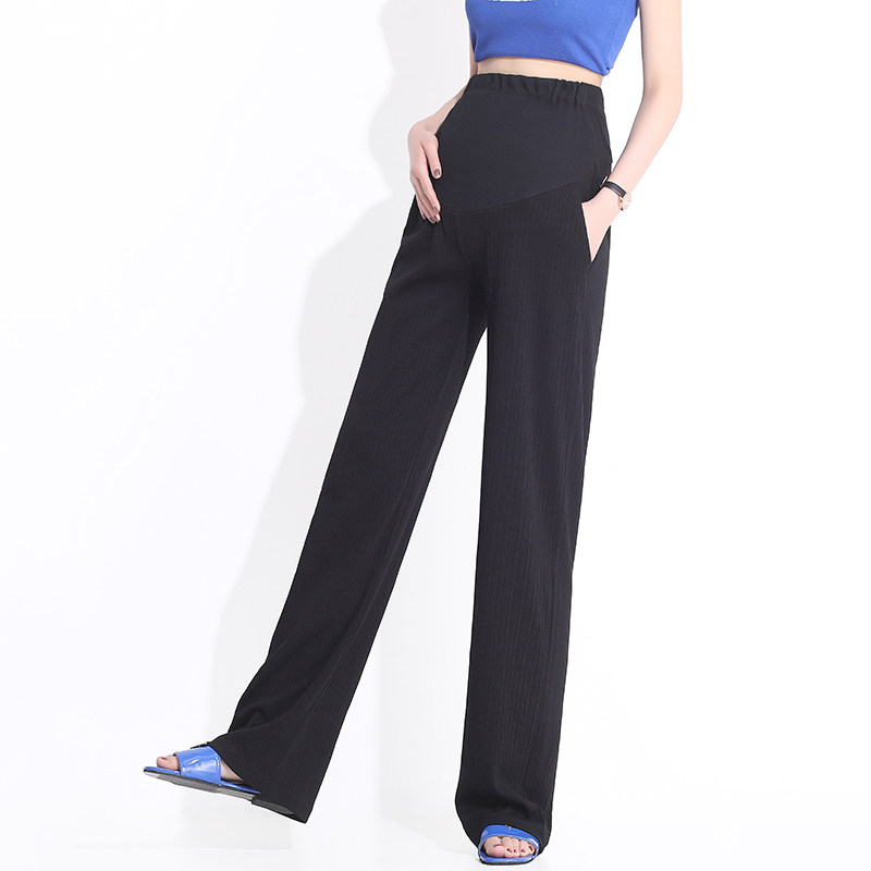 孕伊尚夏季外穿春夏款直筒孕妇裤子 孕伊尚孕妇阔腿裤