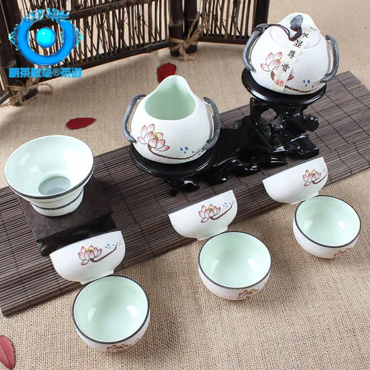 明茶秋毫茶道  雪花釉茶具套装整套 陶瓷茶具套装 高档茶具特价 - 图0