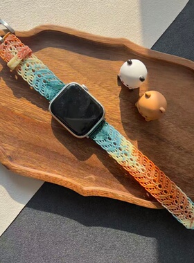 漫舞.手工编织星空蜡线编织款手表带苹果手表编织表带成品可定制