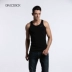 GraceBox Châu Âu và Mỹ Nam Lycra Vòng Cổ Thể dục Vest Đen và Trắng Rắn Màu Cotton Thể thao Không tay Hàng đầu - Áo vest cotton khoác vest nam Áo vest cotton