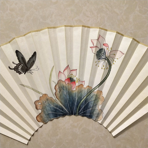 个性定制文玩宣纸折扇手绘扇面9/9.5寸18方手绘工笔花鸟免费题字 - 图2