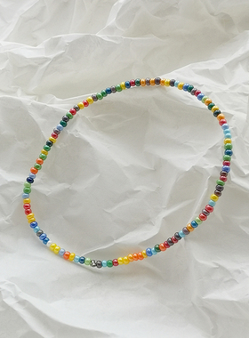 花糖｜进口米珠混色小清新多巴胺色系串珠手链极细2mm混搭叠戴