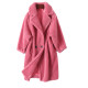Teddy bear coat celebrity style lambswool mid-length