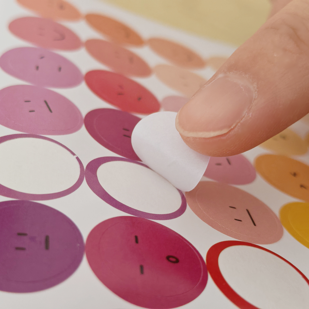 趣味表情圆点贴纸ins盐系彩色圆形贴画手账素材diy手帐卡片封口贴 - 图2