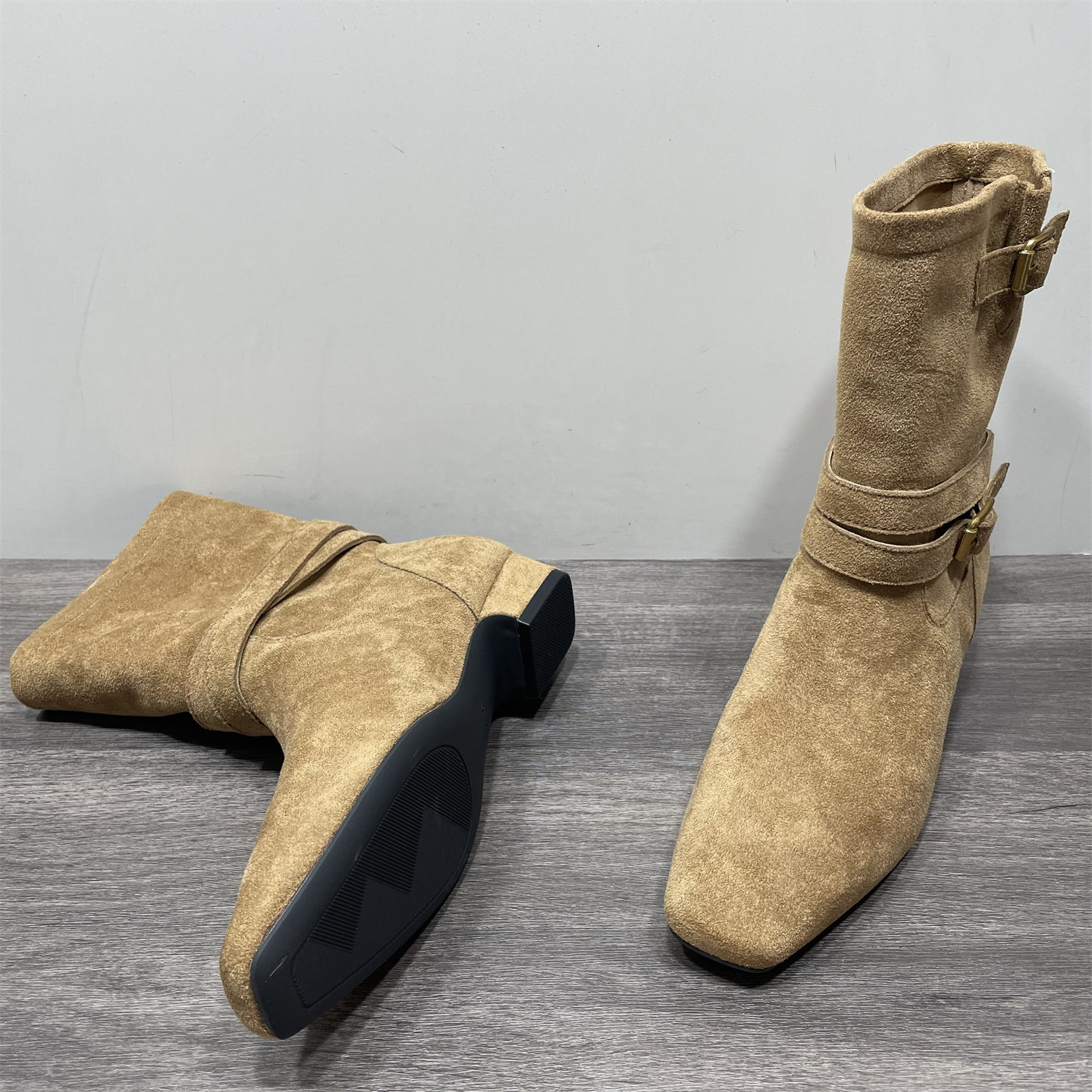 断码处理气质短靴女款秋冬新款复古绒面西部靴子女显瘦粗跟瘦瘦靴,淘宝优惠券,粉丝福利购,淘宝优惠卷