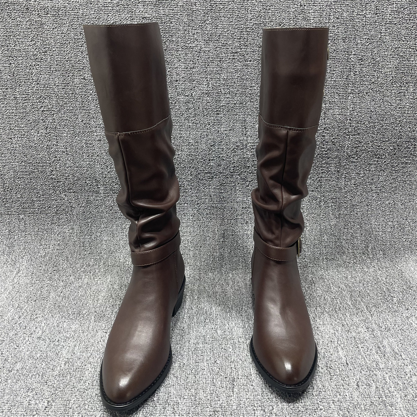 断码处理冬季新款粗跟时尚褶皱长筒靴女加绒百搭高筒显瘦骑士靴女,淘宝优惠券,粉丝福利购,淘宝优惠卷