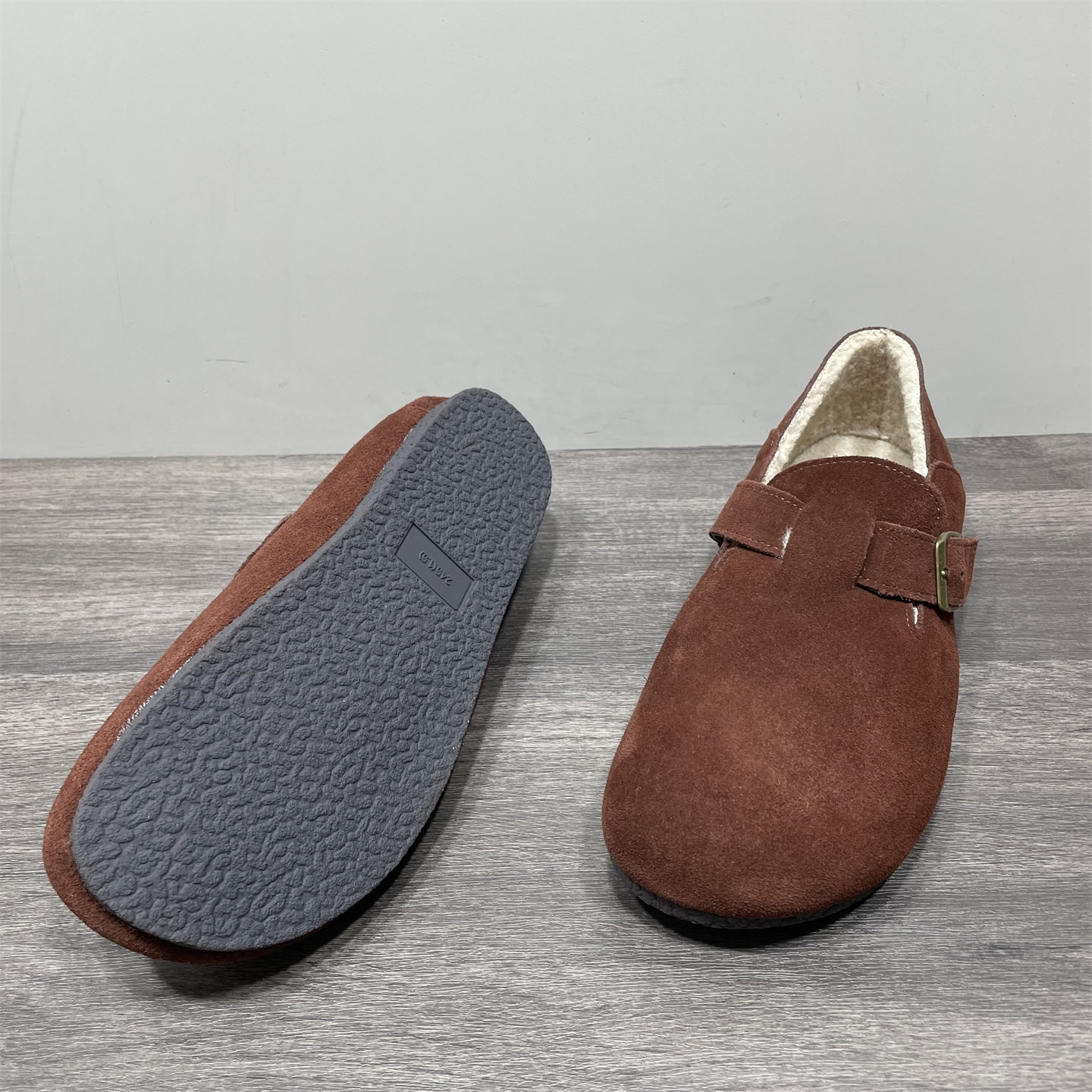 断码处理冬季款加绒保暖真皮勃肯鞋森女反绒牛皮一脚蹬平底棉鞋女,淘宝优惠券,粉丝福利购,淘宝优惠卷