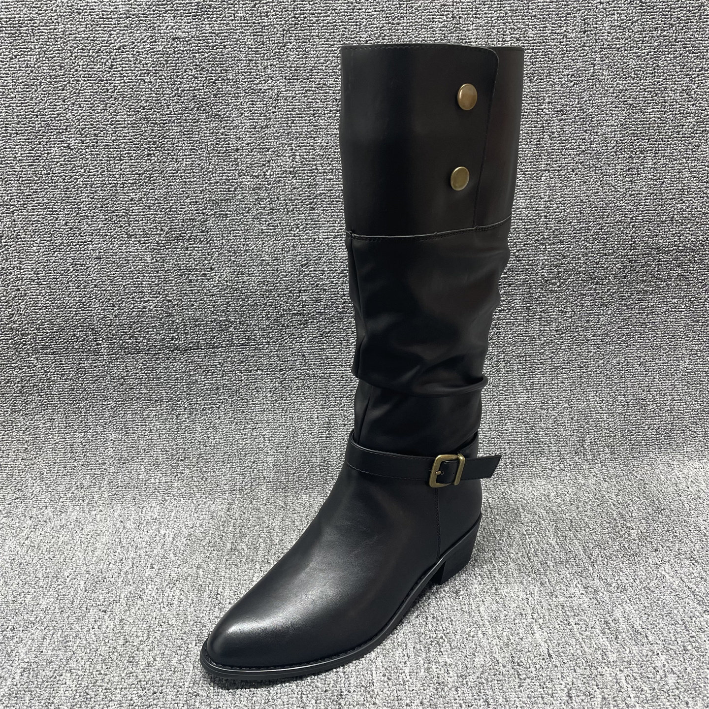 断码处理冬季新款粗跟时尚褶皱长筒靴女加绒百搭高筒显瘦骑士靴女,淘宝优惠券,粉丝福利购,淘宝优惠卷