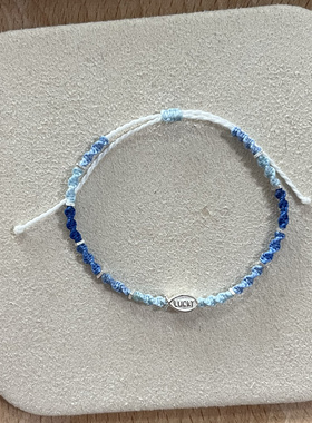 一直游到海水变蓝S925纯银小鱼手绳可调节手编绳闺蜜礼物学生礼物