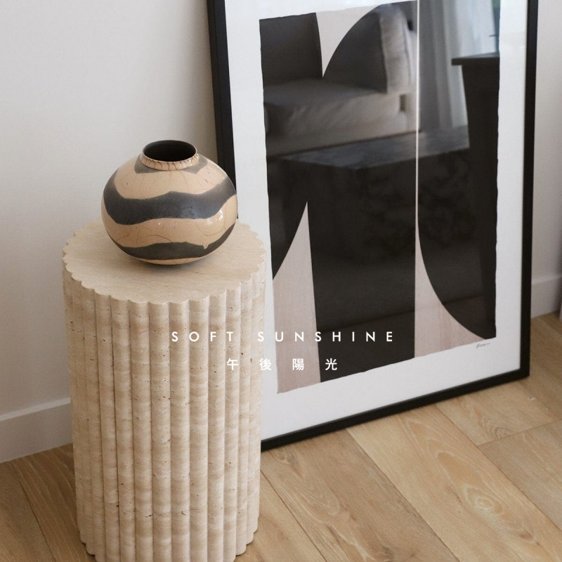 黄洞石开槽圆柱体雕塑台电视柜落地摆件底座酒店客厅装饰展示柱子,淘宝优惠券,粉丝福利购,淘宝优惠卷