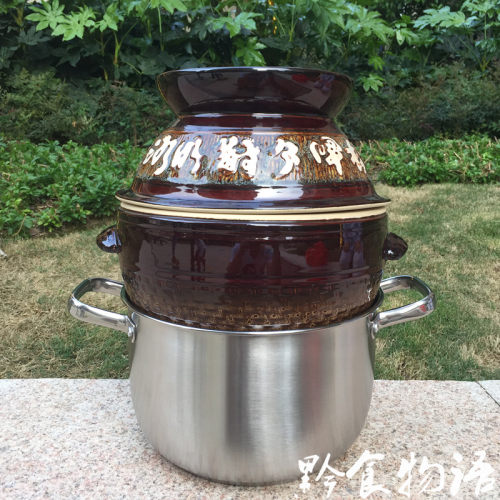 贵州盗汗鸡蒸汽锅鸡汗蒸锅养生锅子鸡隔水炖锅导汗气锅包邮 - 图1