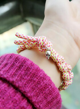 纯银立体骷髅头宽手链男女同款