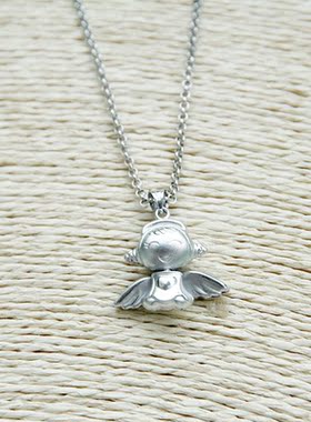 925银3D磨砂天使福星宝宝吊坠