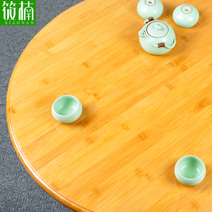 楠竹炕桌炕几实木饭桌圆形小茶几矮桌可折叠圆桌子榻榻米桌飘窗桌 - 图0