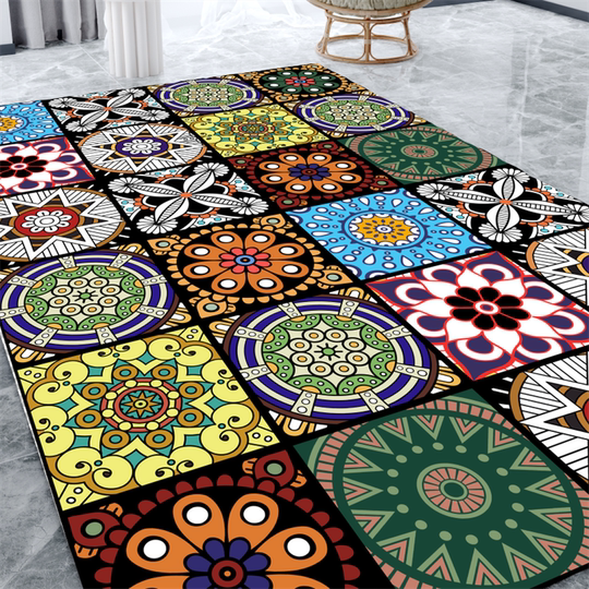 北欧复古地毯客厅地垫卧室床边榻榻米土耳其波斯毯大面积满铺定制