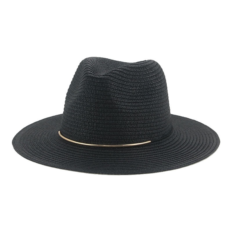 宽檐草帽爵士礼帽夏天帽子遮阳帽女防晒帽潮men women Straw hat-图2