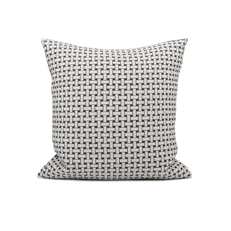 Modern villa, woven sofa, pillow, print