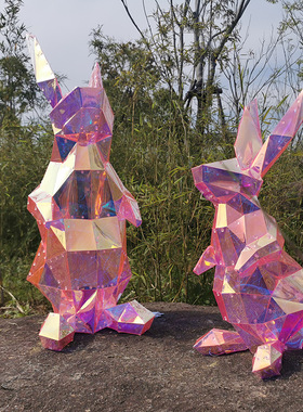 中秋户外发光兔子摆件摆件镭射膜