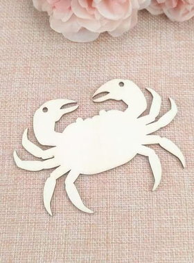 手工DIY绘画半成品螃蟹木片  儿童创意涂鸦手工材料 空白装饰挂件