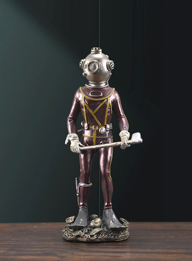 美式风复古潜水员书房人物模型