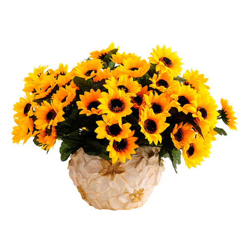 向日葵仿真假花摆件树脂花瓶插花盆栽客厅冰箱装饰花卉摆设家居 - 图3