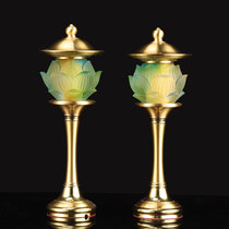 Glazed lotus lamp Buddha for lamp copper for the Buddha lamp home a pair of inserted electric seven colorful led lotus lamp Buddha front Changming lamp