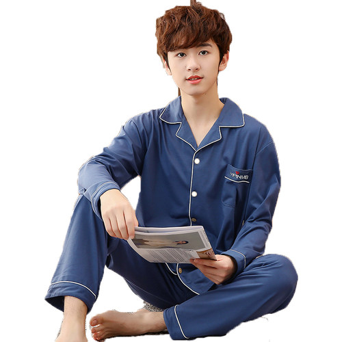 男大童睡衣春秋纯棉薄款长袖青少年15岁男孩初中生男童全棉家居服 - 图3