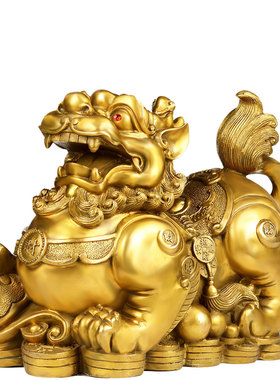 速发铜貔貅摆件一对貔财恘招貔犰皮丘家居客厅办公室开业工艺装饰