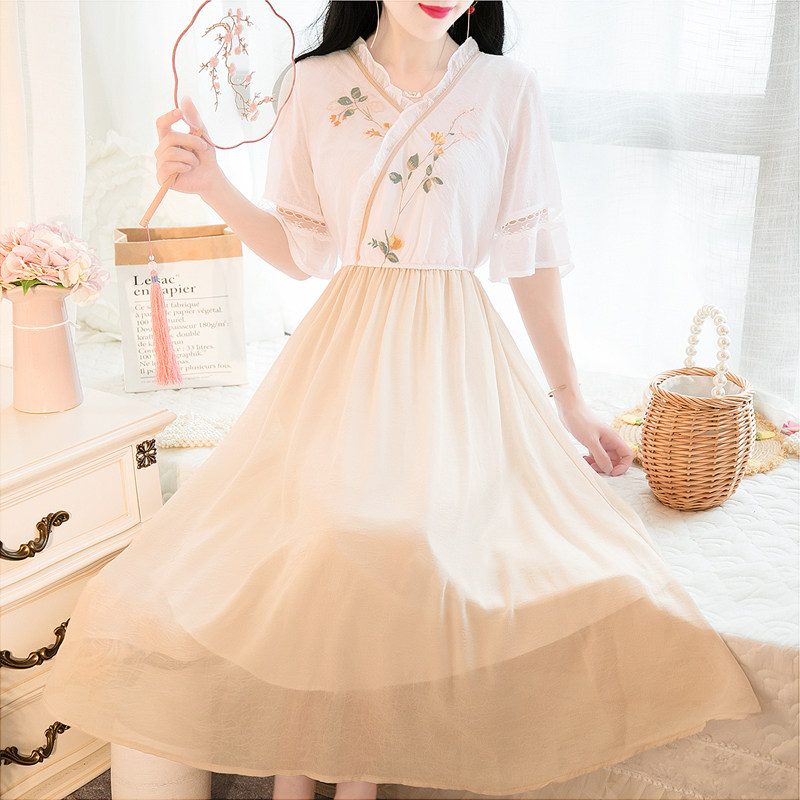 中国风刺绣汉服夏季仙气超仙连衣裙 伦爱弗汉服