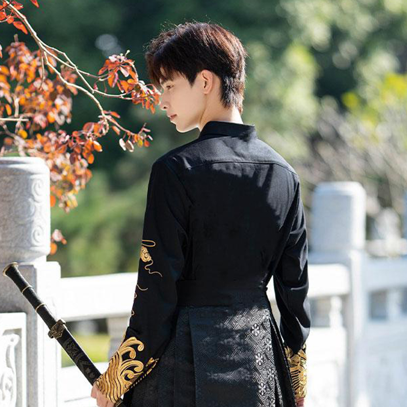 汉服男士青少年马面裙日常可穿男款国风织金高端表演班服套装春秋,淘宝优惠券,粉丝福利购,淘宝优惠卷