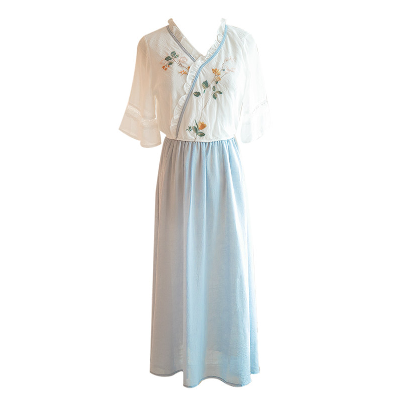 中国风刺绣汉服夏季仙气超仙连衣裙 伦爱弗汉服