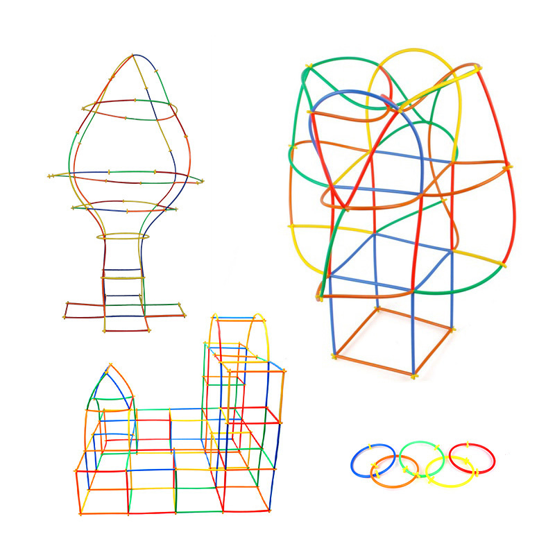 幼儿园儿童塑料吸管积木4d空间吸管拼接组装拼插积木建筑益智玩具 - 图3