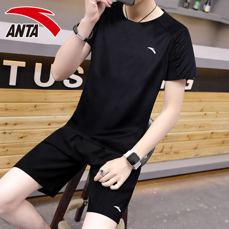 Anta Sports Set Men's Two Piece Set Running Official Website 2020 Spring/Summer New Sportswear Short Sleeve T-shirt Shorts