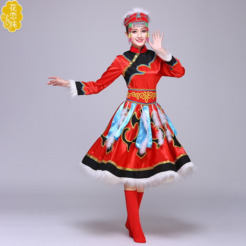 蒙古女族民族风蒙古袍新款广场舞 花恋纯民族服装/舞台装