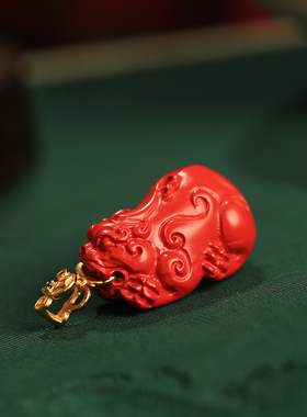 招财护身貔貅纯银朱砂项链吊坠