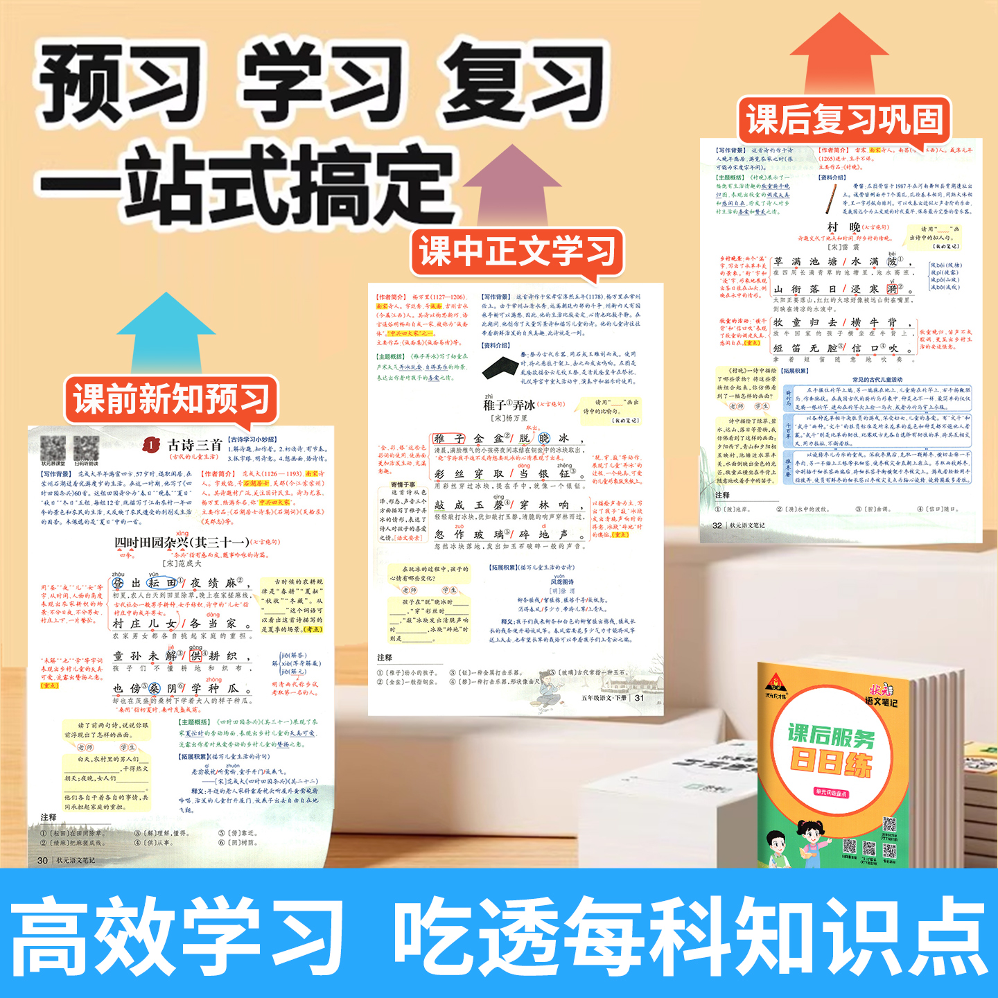 2025状元大课堂语文笔记三年级四五六一二年级上册下册语文数学英语 人教版上 同步教材全解解读黄冈学霸笔记课前预习教材全解下