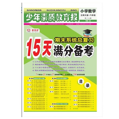 15天满分备考新全优少年素质教育报一二年级三四年级十五六年级语文数学英语下上册人教版冀教版北师大苏教小学期末总复习试卷子上