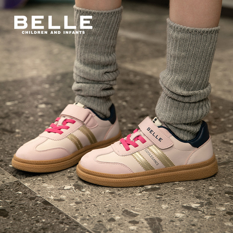 百丽童鞋男童德训鞋儿童复古板鞋秋季新款宝宝鞋女童运动鞋t头鞋