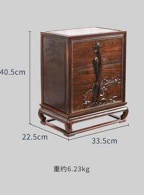 天纵大红酸枝莲花五斗柜