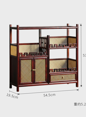 方格新中式风茶水柜非洲小叶紫檀