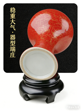 金丝流霞大漆天球瓶摆件博物馆