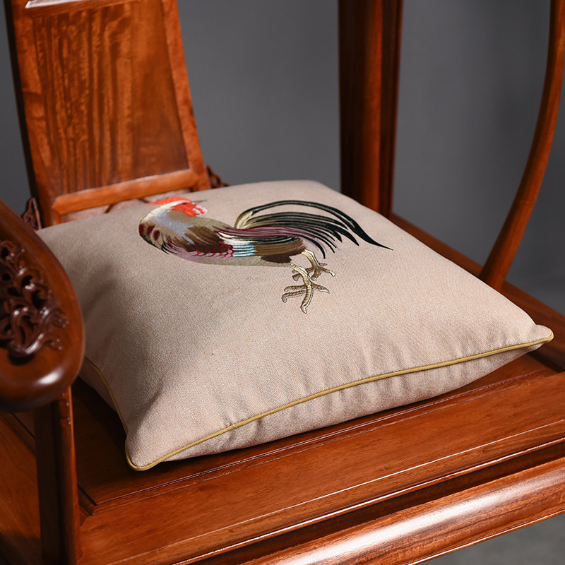 天纵楠木刨花公鸡抱枕靠垫古典客厅沙发床头家居靠垫腰枕原木刨花 - 图2