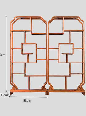 天纵刺猬紫檀弯脚博古架