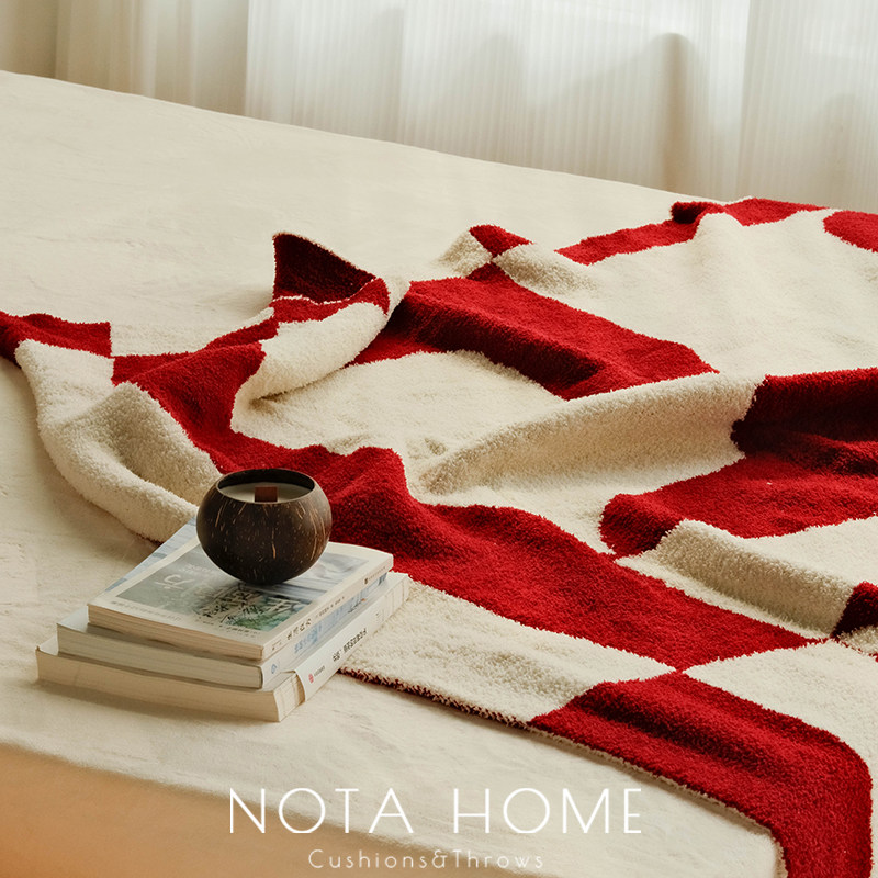 北欧风沙发毯红色节日绒毯冬加厚午睡毯轻奢高级感空调毯单人毯子,淘宝优惠券,粉丝福利购,淘宝优惠卷