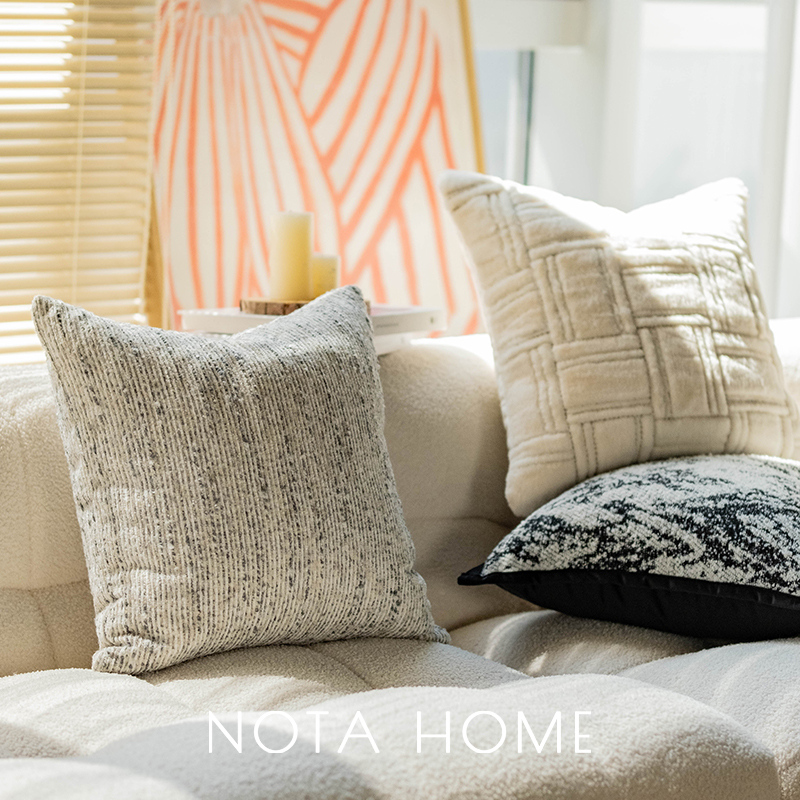 日式抱枕套毛绒抱枕客厅沙发靠枕现代简约靠垫车用方形腰枕含枕芯 - 图1