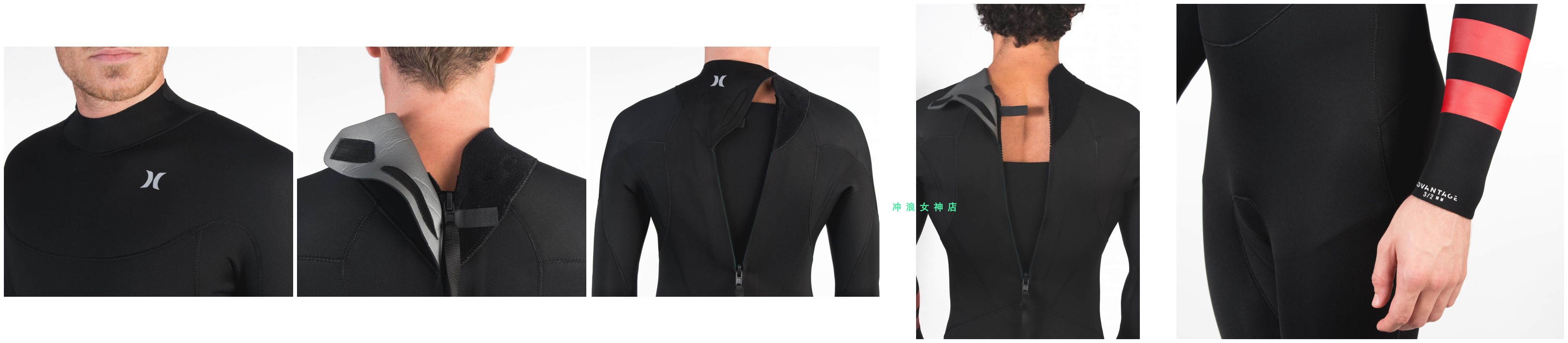 hurley 3/2mm背后拉链款冲浪全身防寒服湿衣潜水服男surf wetsuit - 图3